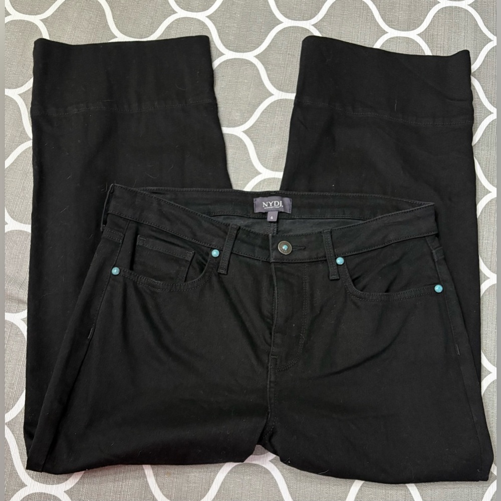 NYDJ Not Your Daughters Jeans Theresa Wide Leg Crop Lift Tuck Black Jeans - Picture 3 of 13